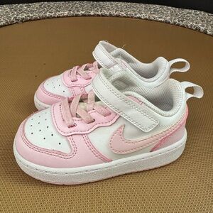 Nike Pink and White Court-Style Sneakers